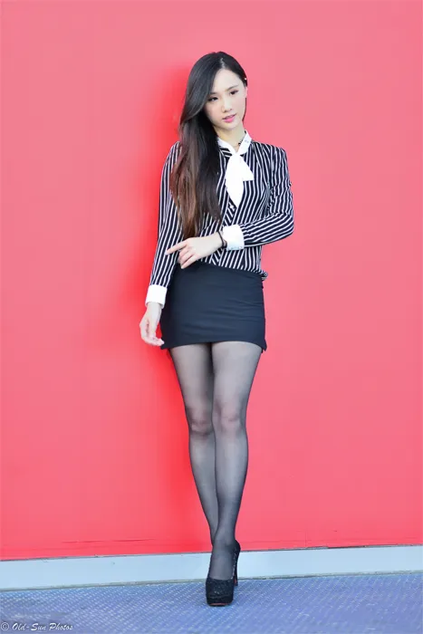 [Mzsock] NO.026 Beautiful model Xiaomi’s new secretary black silk professional attire street photography#[50P]-41